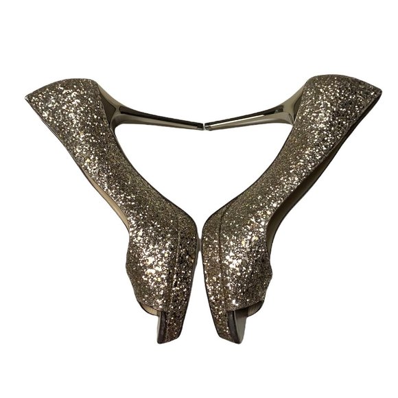 Jimmy Choo Luna Glitter Heel Peep-Toe Pumps size 40.5 - Picture 10 of 10